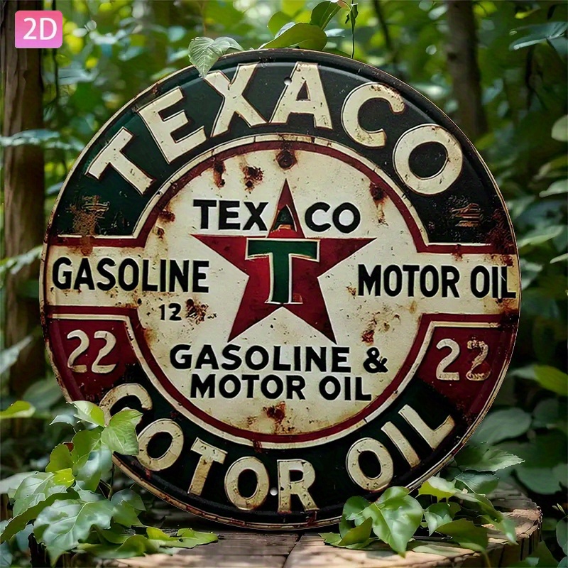Vintage Collectible Plates - Letrero metálico de aceite Texaco de